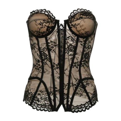 Svart Blomsterblonder Bustier Topp