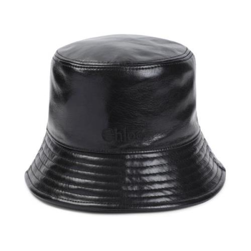 Svart Lær Bucket Hat