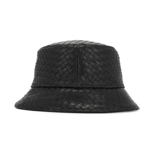 Svart Lær Bucket Hat