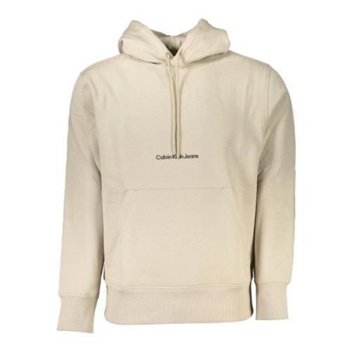 Beige hettegenser med brodert logo