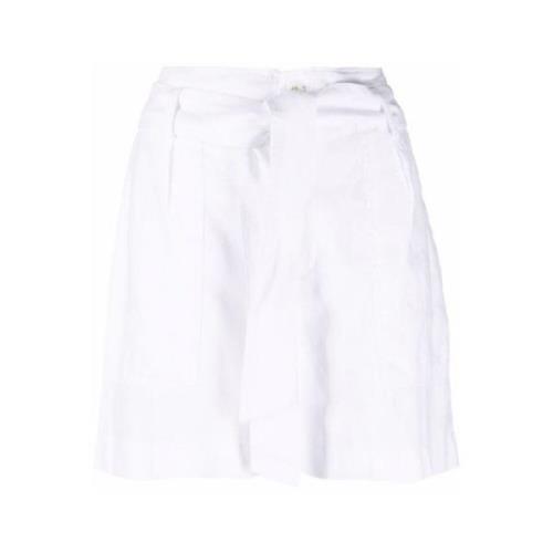 Hvit Lin Shorts Casual Stil