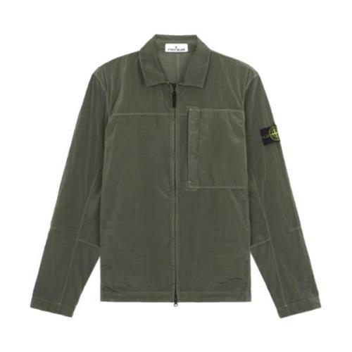 Zip-Up Overshirt i Muschio Grønn