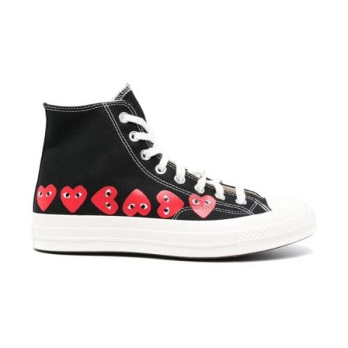 Hjerte Print Canvas Sneakers Svart