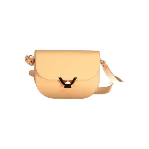 Oransje Skinn Crossbody Veske med Justerbar Stropp