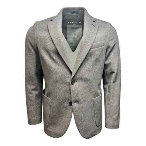 Grå Glencheck Flanell Jersey Blazer