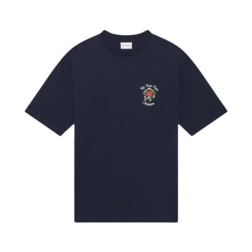 Slogan Blomster T-skjorte Navy