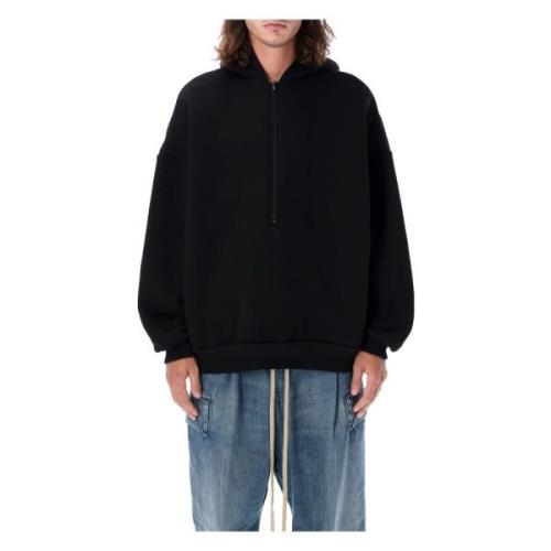 Svart Strikket Half Zip Hoodie Aw24