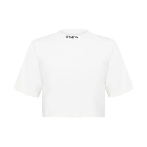 Logo Crop T-skjorte Hvit/Svart 100% Bomull