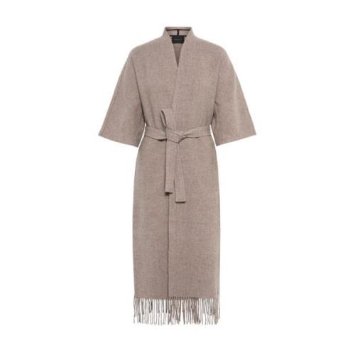 Beige Ruby Lambswool Fringed Coat