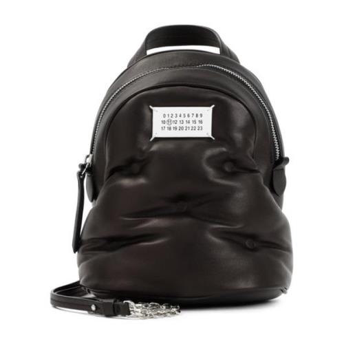 Svart Lær Bucket Bag & Ryggsekk