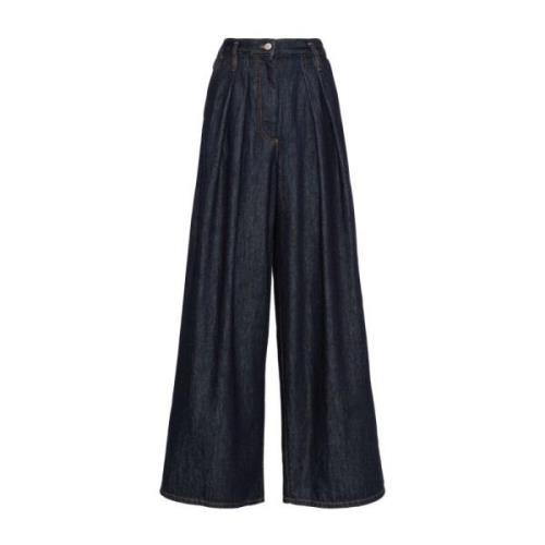 Blå Denim Wide Leg Bukser