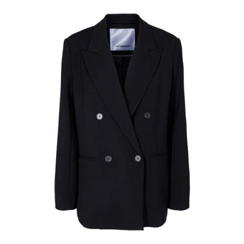 Oversize Svart Blazer med Smarte Knapper