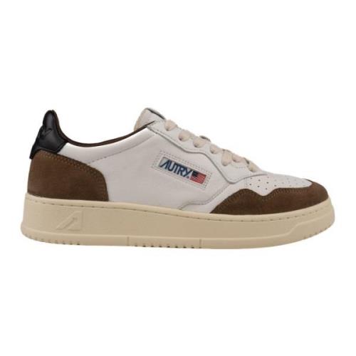 Herre Hvite/Brune Skinn Sneakers