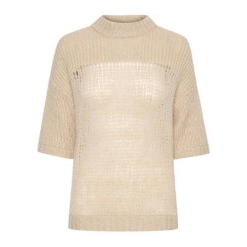 Fjær Beige Melange Strikkebluse