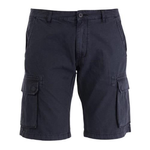 Cargo Bermuda Shorts Solid Navy Blue