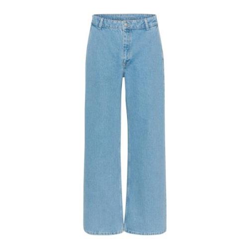 Høy Vid Jeans Medium Blå Vask