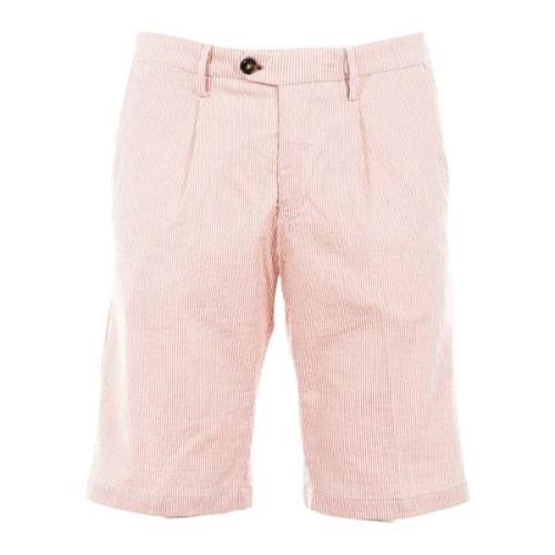 Menns Rosa Seersucker Bermuda Shorts