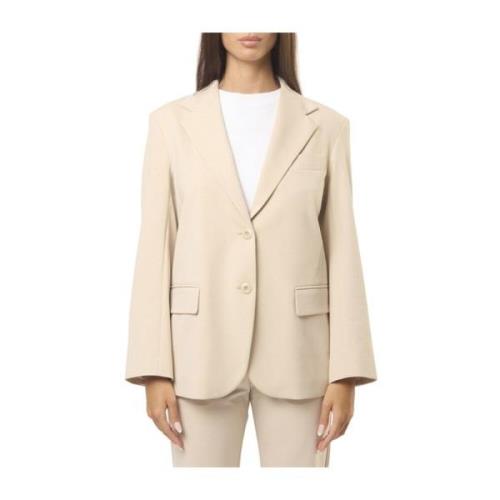 Beige Bomull Jersey Blazer