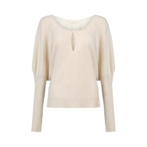 Ivory Drop-Neck Genser med Ballongermer