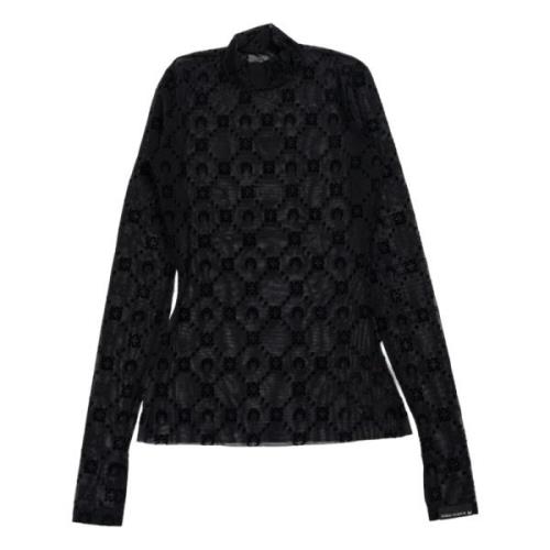 Monogram Flock High Neck Top Svart