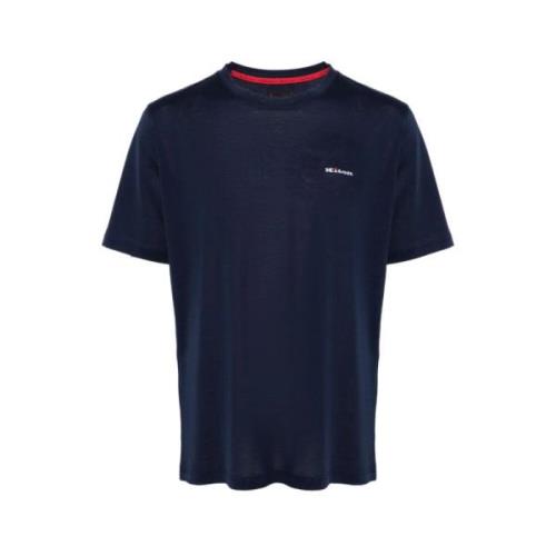 Brodert Navy Bomull T-skjorte