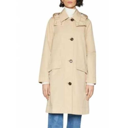 Beige Trench Coat med Avtagbar Hette