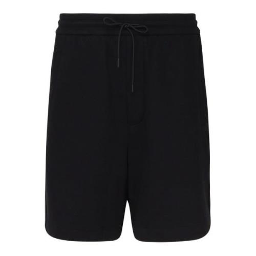 Sort Bomull Elastisk Midje Shorts