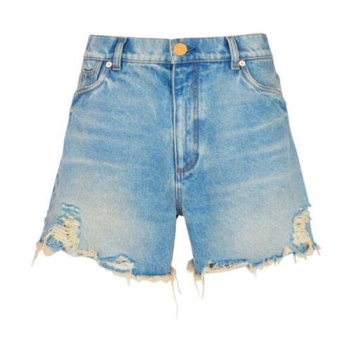 Denim Shorts med Brodert Logo