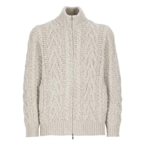 Ivory Ull Kashmir Cardigan Flettemønster