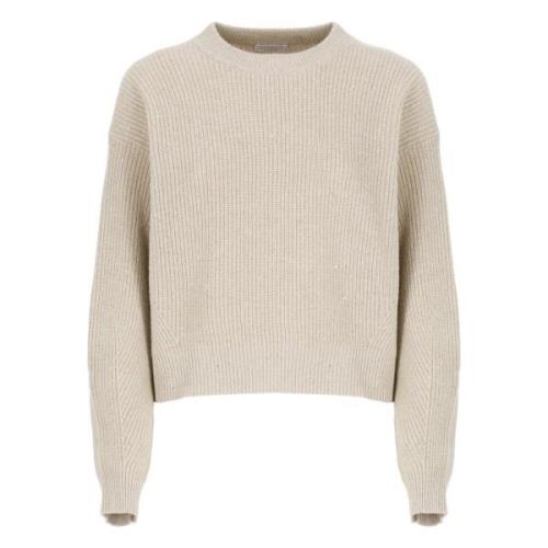 Paillet Crew Neck Sweater Beige