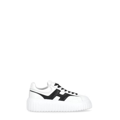 Hvite Skinn Sneakers med Kontrast H