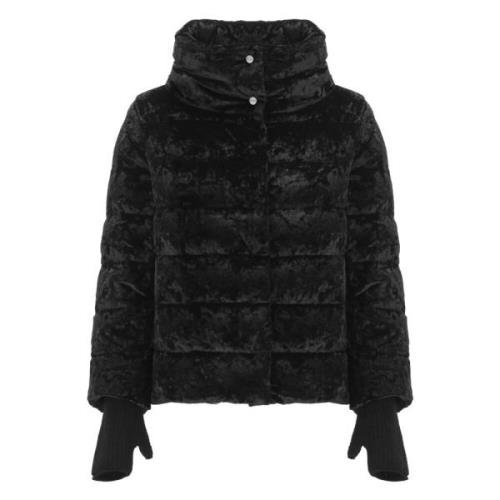 Velvet Quilted Down Jacket Kvinne Svart