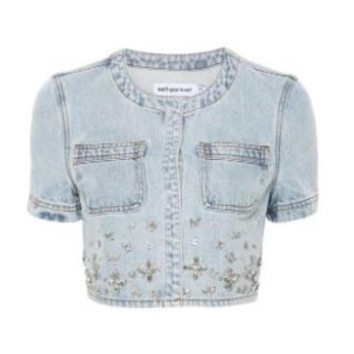 Denim Snap Closure Boxy Top