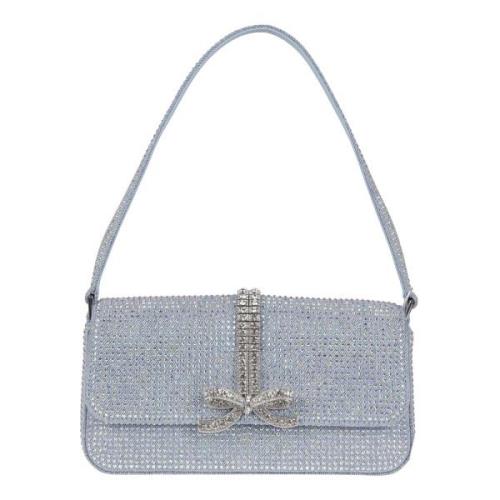 Denim Baguette Veske med Rhinestones