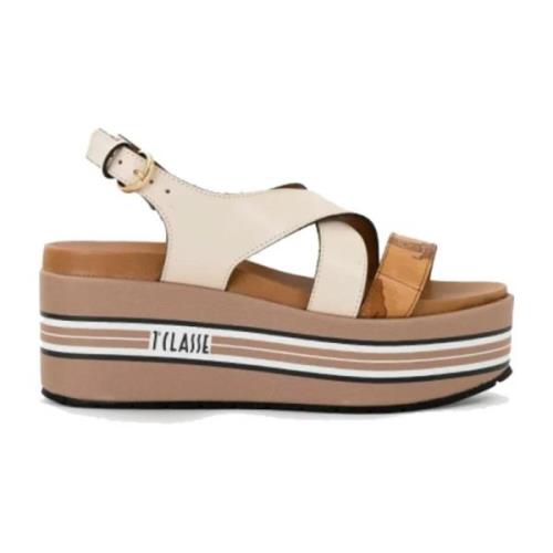 Platform Sandal Krem Cross Strap