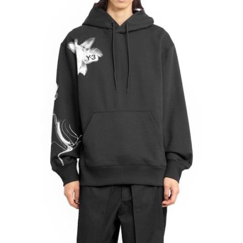 Svart Grafisk Print Hoodie Oversize