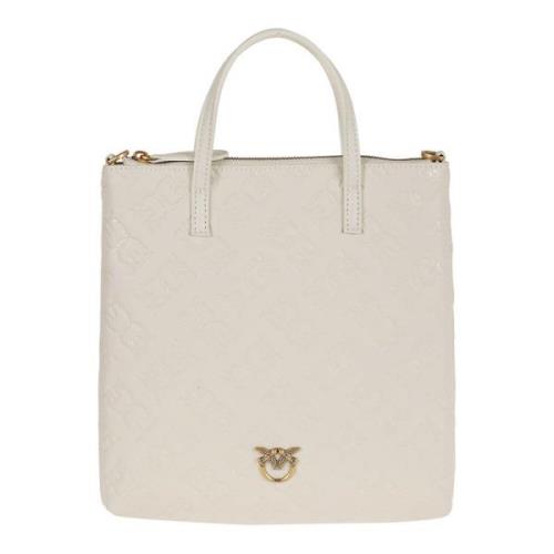 Silke-touch skinn shopper veske med Love Birds Monogram mønster