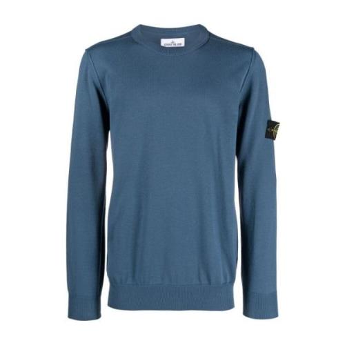 Blå Logo-Patch Crew Neck Jumper