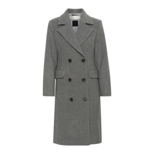 Klassisk Lapel Coat Jakke Granitt Melange