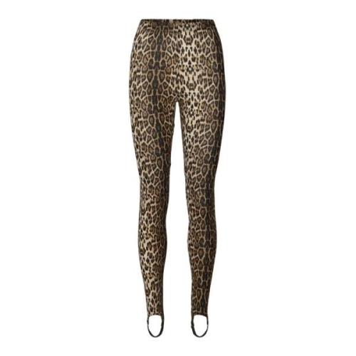 Leopardmønstret leggings med elastisk linning