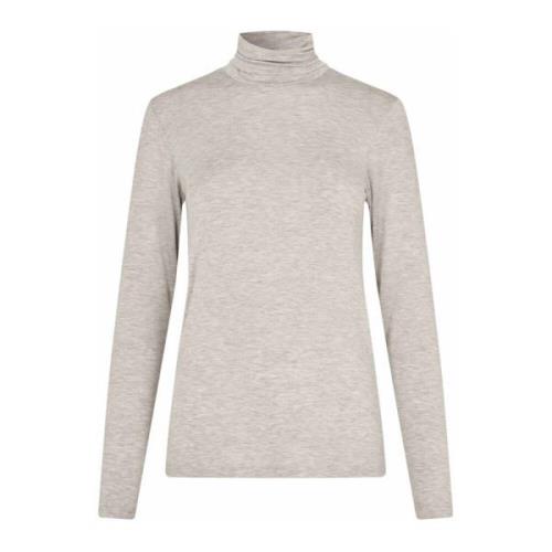 Beige Melange Høyhalset Topp