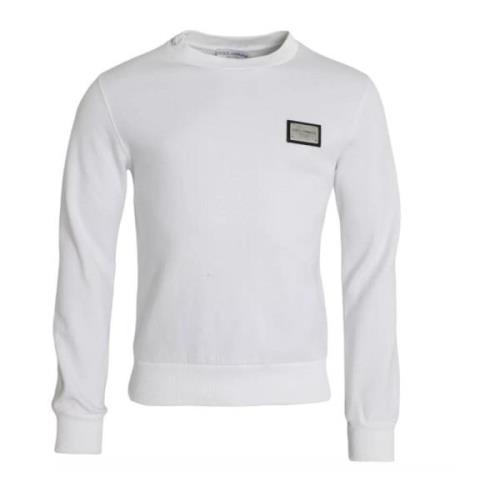 Hvit Bomull Logo Pullover Sweatshirt