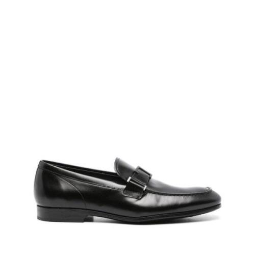 Svart Kalveskinn Band Slip-On