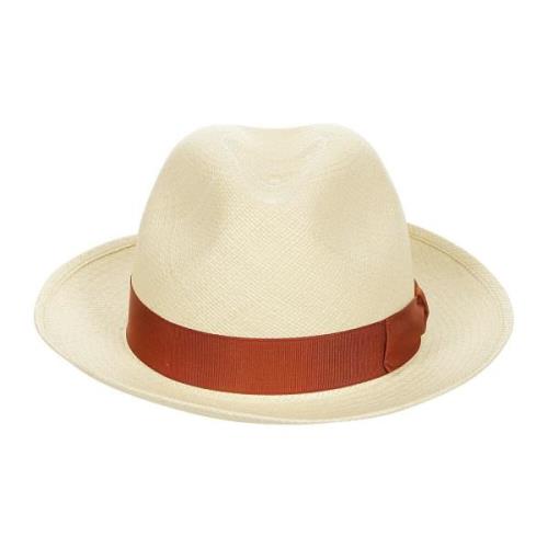 Hvit Straw Panama Hat med Logo