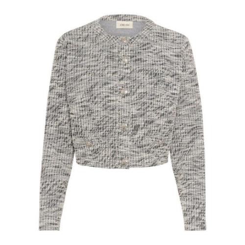 Svart Hvit Boucle Cardigan Sweater