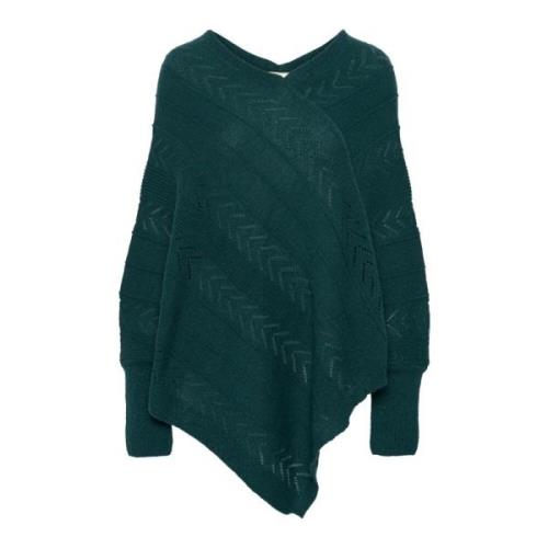 Strikket Poncho Sea Moss Mønster