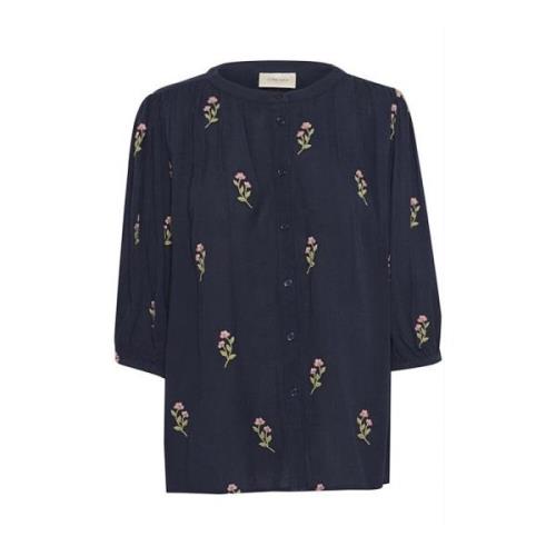 Brodert Blomsterbluse Navy Blazer