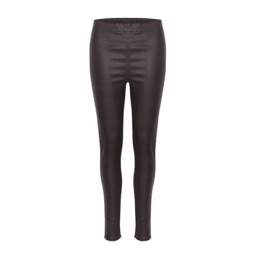 Mørk Brun Krokodille Leggings Slim-Fit