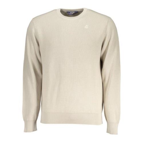 Beige Langarmet Crewneck Logo Skjorte