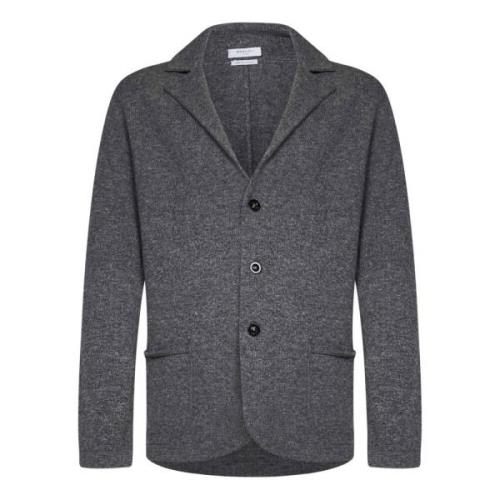 Grå Strikket Blazer-Stil Cardigan Aw24